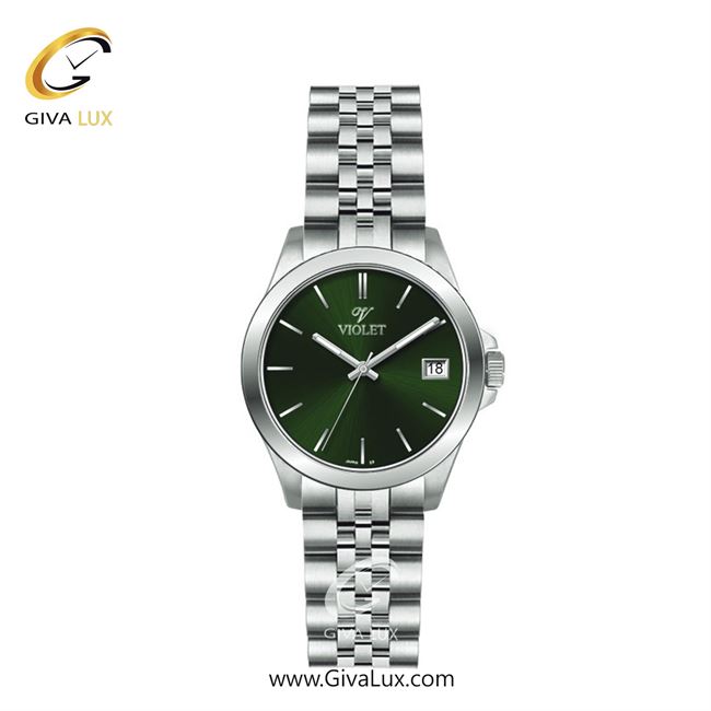 ساعت مچی اورجینال زنانه ویولت VIOLET نقره ای | نقره ای| سبز یشمی تیره| کد رفرنس 0555 | 0570